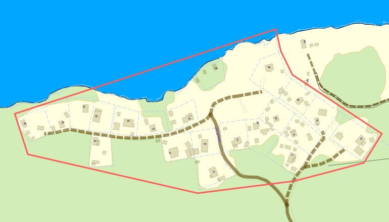 Karta över Västansjövägen som visar vilka som kan ansluta sig till stadsnät