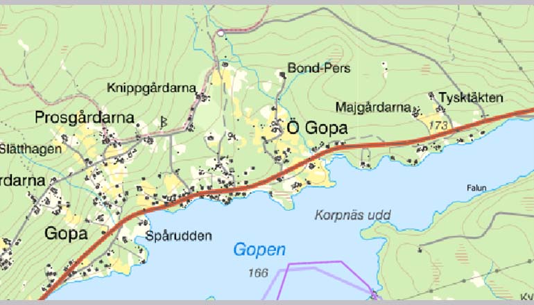 Karta över Gopa. Behöver du veta detaljerad information kring kartan kan du ringa Kundtjänst