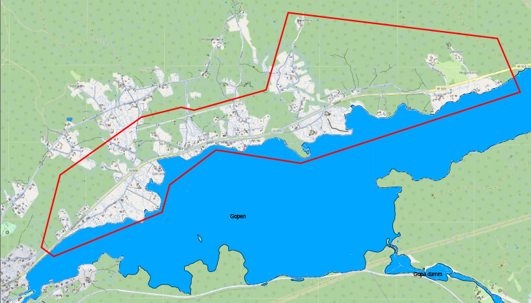 Bilden visar karta på området som ska anslutas till Falu stadsnät