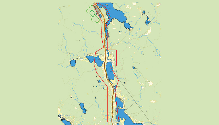 Karta över Yttertänger och området som ska anslutas