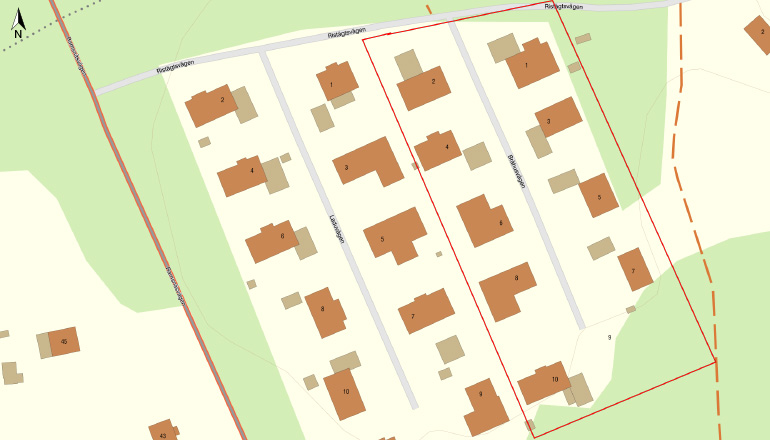 Karta över Brähusvägen som visar vilka som kan ansluta sig till stadsnät