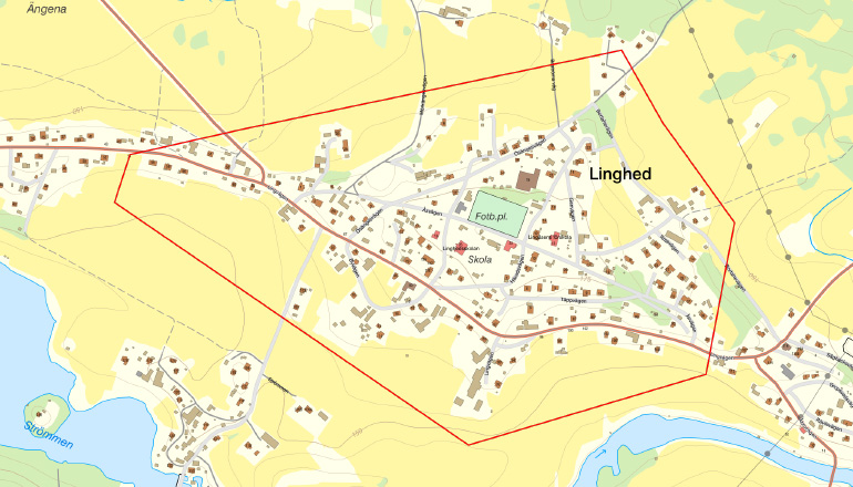 Karta över Linghed som visar vilka som kan ansluta sig till stadsnät