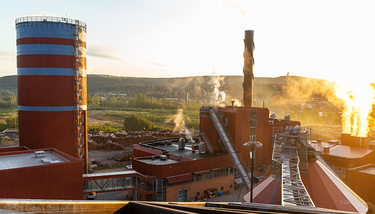 Bilden visar kraftvärmeverket i Falun